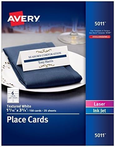 Avery Textured White Place Cards, 1-7/16 x 3-3/4 Inches, Pack of 150 (05011) by Avery Products Corporation