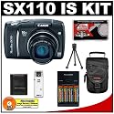 Canon PowerShot SX110 IS 9.0MP Digital Camera (Black) + Precision Design Accessory Kit