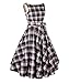 LUOUSE 50s Hepburn Style Vintage Grid Swing Dress