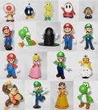 LOT DE 18 Figurines de 5 CM de Super Mario Bros: DONKEY KONG, MARIO, MARIO SAUTEUR, YOSHI SAUTEUR, YOSHI, PRINCESSE PEACH, PRINCESSE DAISY, LUIGI, LUIGI SAUTEUR, TOAD, KOOPA TROOPA, BOB-OMB, SHY GUY, BULLET BILL et LAKITU