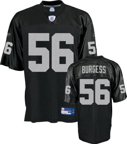 Derrick Burgess Jersey: Reebok Black Replica #56 Oakland Raiders Jersey