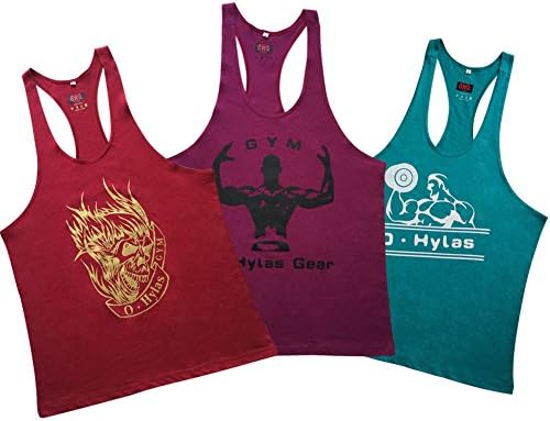 O Hylas Mens 3-Pack 100% Cotton Tank Top Summer Training Gym