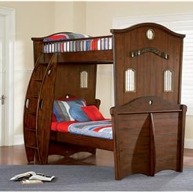 Pirate Ship Design Twin Bunk Bed by AtHomeMart