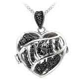 Silver-Tone Black Diamond Accent MOM Heart Locket Necklace