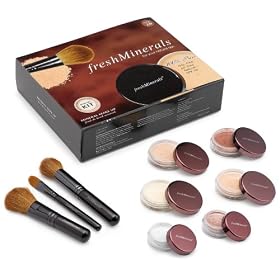 Freshminerals 9 Piece Mineral Powder Foundation Starter Kit, Natural/SPF 20