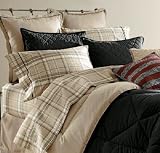 Nautica Compass Plaid Khaki Twin Fitted Sheet Rigger Black / Khaki