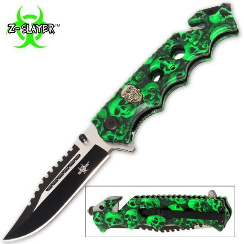 Green skull zombie slayer grip handle assisted opening …