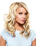 hairdo from Jessica Simpson and Ken Paves Human Hair 10 Piece Clip-In Extensions, Ginger Blonde