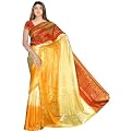 Fertig gewickelter Bollywood Sari Indien Tricolor Orange Gr. XL-XXL