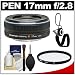 Olympus M.Zuiko 17mm f/2.8 Micro ED Digital Lens (Black) with UV Filter + Accessory Kit for PEN Micro 4/3 E-P1, E-P2, E-P3, E-PL1, E-PL2, E-PL3, E-PM1 Cameras