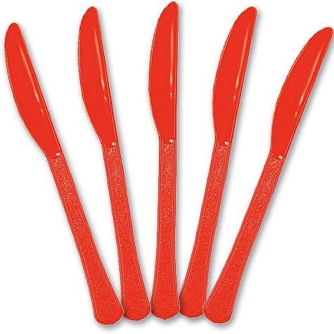 Extra Heavy Weight Plastic Knives | 20ct (Apple Red)