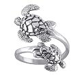Antiqued Sterling Silver Sea Turtle Ring - Adjustable