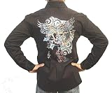 Button Front Tattoo Art Shirt Metal Studs & Piercings Body Art - Wicked Cool Mens Tattoo Piercing Studded Long Sleeve Shirt. Ink & Rock n Roll!