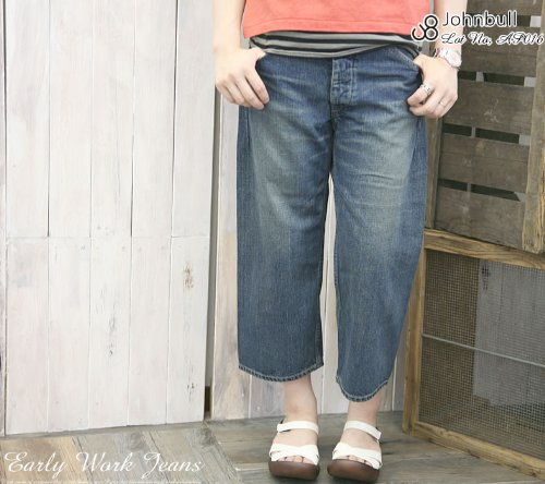 (ジョンブル)JOHNBULL ユーズド加工デニムアーリーワーククロップドジーンズ(パンツap016)(レディース)