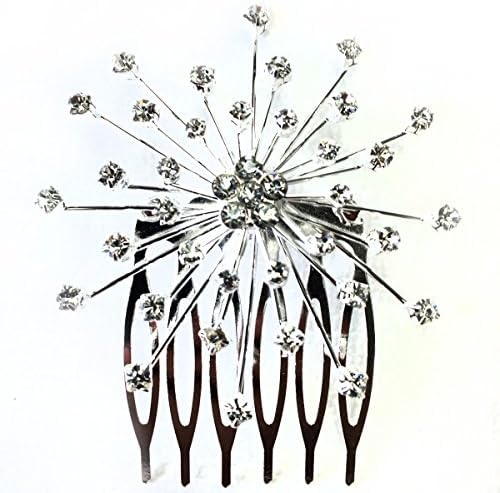 Set of 2 Rhinestones Stylish Hair Comb for Women and Teen Girls (Silver)