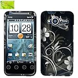 White Flowers on Black Background, Rubberized Coated Surface Hard Plastic C ....