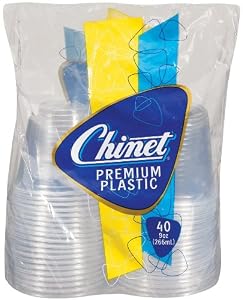Chinet Premium Plastic Cups, Clear, 40 Count