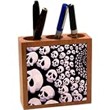 Rikki Knight® Swirl of Skulls 5 Inch Tile Maple Finished Wooden Tile Pen Holder - Pencil Stationery Holder - Desktop Accessory - Unisex - Ideal Gift for all occassions!