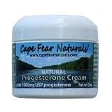 Cape Fear Naturals - Progesterone Cream - Inhibits the Effects of Too Much Estrogen - Helps with Hot Flashes (Menopause) - For Men & Women - 2oz jar