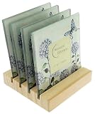 Set of 4 Glass Photo Coasters Gift Set - Insert Your Own Photos - Real Wood Stand - Butterfly Theme - 01