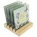 Set of 4 Glass Photo Coasters Gift Set - Insert Your Own Photos - Real Wood Stand - Butterfly Theme - 01