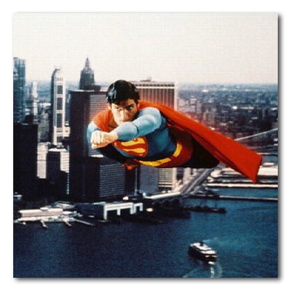 Christopher Reeve Color Box Canvas Print - Gallery Wrapped - (16x16 Inches - Superman Flying)