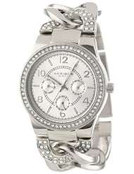 Akribos XXIV Womens AK558SS Quartz Multi-Function Crystal Accented Twist Chain Watch