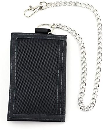 NYfashion101 Solid Color Trifold 6 Card Slot Velcro Coin Pouch Chain Wallet