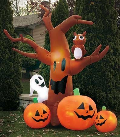 Halloween Inflatable Lighted Tree W/3pumpkins,owl and Ghost