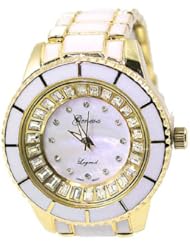 Geneva Ladies Watch White Gold Tone 34mm Bezel