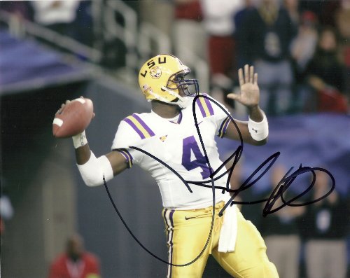 JAMARCUS RUSSELL OAKLAND RAIDERS,LSU TIGER,SIGNED 8X10 PHOTO, + COA