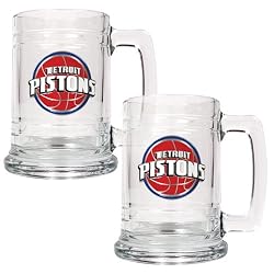 Detroit Pistons 2pc 15oz Glass Tankard Set - Primary Logo NBA Basketball