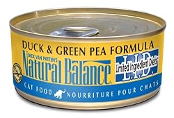 Natural Balance Canned Cat Food, Limited Ingredient Duck and Green Pea Recipe, 24 x 6 Ounce Pack