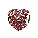 Babao Jewelry Sparkling Sweet Heart Ruby Red CZ Crystal 925 Sterling Silver Bead fit Pandora Style European Charm Bracelets