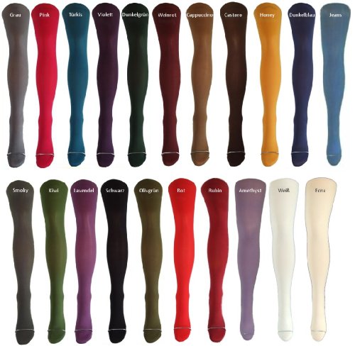 Produkt-Bild: Gabriella Blickdichte Strumpfhosen Bunt Feinstrumpfhose Microfaser 40 DEN in Schwarz, Gelb, Gr&uuml;n, Blau, Pink, Lila, Rot, Wei&szlig;, Grau, Braun, T&uuml;rkis, usw.