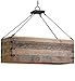 Currey and Company 9994 Billycart - Three Light Chandelier, Blacksmith Finish with Natural Wood Shade