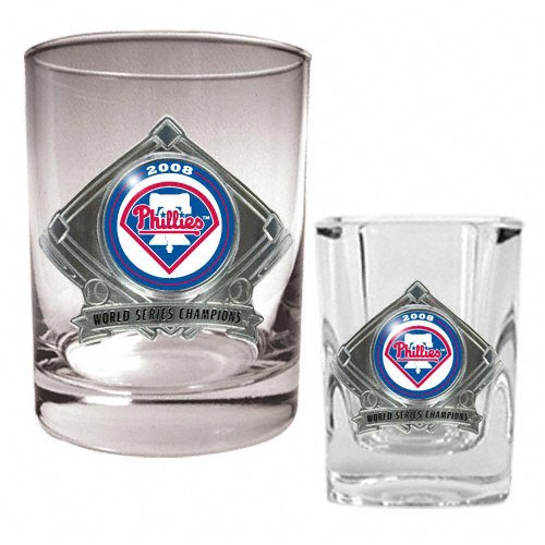 Buy Philadelphia Phillies 2008 World Series Champions 14 oz. Rocks Glass and Shot Glass Set by Great American Products