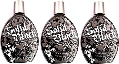 LOT of 3 Solid Black 100x Bronzer Dark Tanning Bed Lotion By Millennium Tans