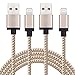 Sundix 2Pack 10ft Nylon Braided Lightning to USB Charge and Sync Cable Cord with Aluminum Connector for iPhone 6/6s/6 plus/6s plus, 5c/5s/5, iPad Air/Mini, iPod Nano/Touch (Golden)