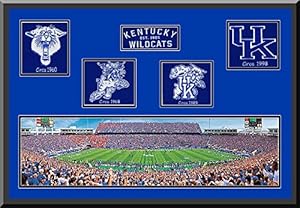 Kentucky Commonwealth Panoramic Double Matted With Kentucky Wool Felt Logos-Framed With 1/12 Inch Black Leather Frame-Must For A Championship Team Fan! Most Teams Available-Please Go Through Description & Mention In Gift Message If Need A different Team