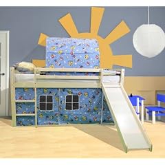 Bett Kinderbett Pirat blau Hochbett Rutsche Tunnel PD25