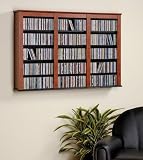 Triple Floating Wall Media Storage in Cherry and Black Finish