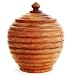 EXP Handmade Acacia Wood Decorative Tall Ribbed Jar With Polished Natural Finish