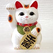 招き猫 白小判 8号右手 開運