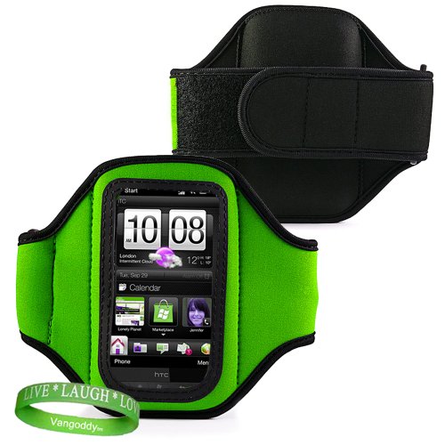 Elegant OEM VG Brand (GREEN) Armband with Sweat Resistant Lining for HTC Amaze 4G (T-Mobile) Android Phone + Live * Laugh * Love VanGoddy Wrist Band!!!