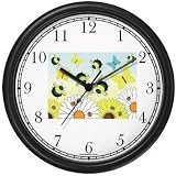 Flower and Bee Collage 2 - JP - Wall Clock by WatchBuddy Timepieces (Slate Blue Frame)