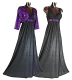 Long Evening Party Dress with Bolero Maxi Dress Empire Boho Style Graphite Black with Purple