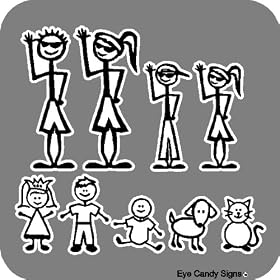Stick People Family Car Decals Stickers Graphics Item #2