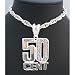 Hh025 50 Cents Stones Silver Pendant Flashy 50 Cents Pendant Affordable Bling Bling Jewelry 28 Inches Long Necklace
