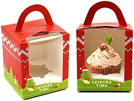 WYTD DIY Christmas Folding Paper Box Package Candy Cup Cake Bakery Boxes (Set of 12)